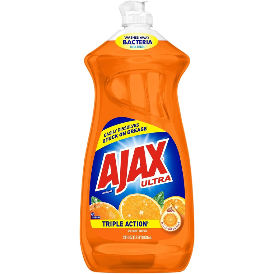 [10248] AJAX DISHWASH LIQUID 28 OZ TRIPLE ACTION ORANGE  (9 Pack)