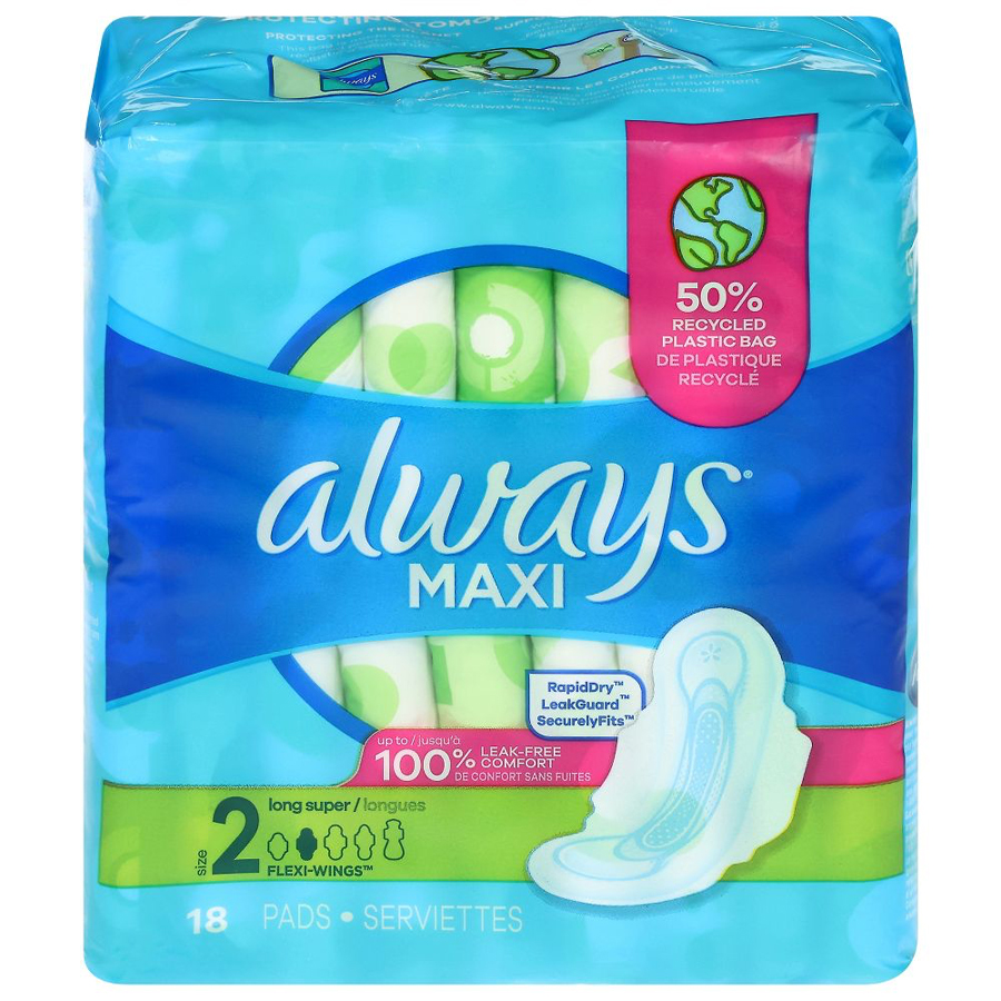 [10312] ALWAYS MAXI PADS 18 CT LONG WITH WINGS SIZE 2  (8 Pack)