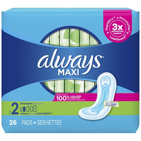 [10316] ALWAYS MAXI PADS 26 CT SUPER LONG SIZE 2  (6 Pack)