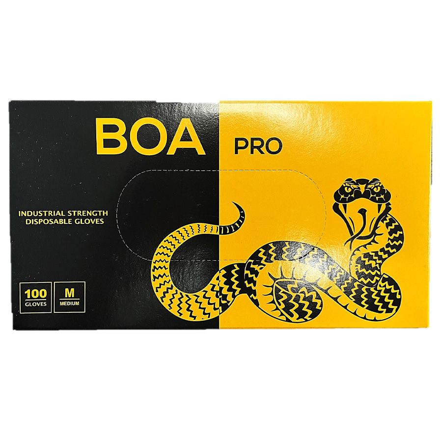 [10906] BOA GLOVES 100 CT MEDIUM BLACK  (10 Pack)