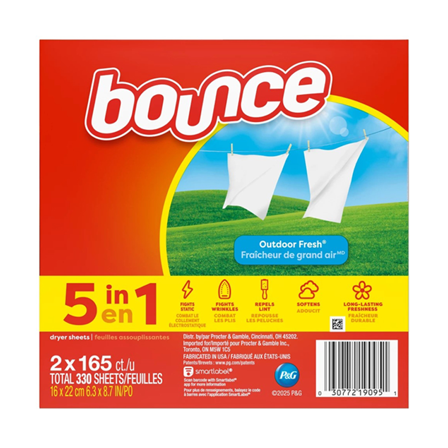 [10923] BOUNCE DRYER SHEETS 330 CT OUTDOOR FRESH  (3 Pack)