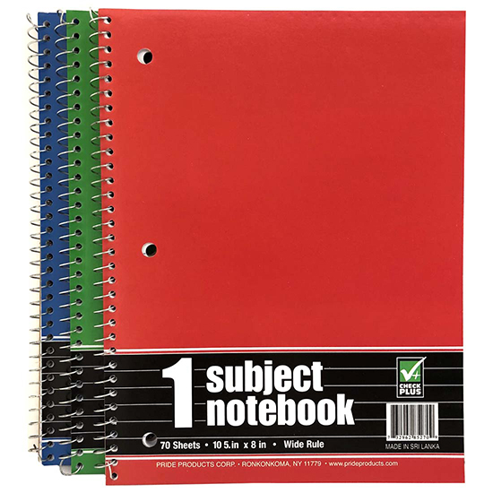 [11076] CHECK PLUS SPIRAL NOTEBOOK 70 SHEET 10.5X 8 IN 1 SUBJECT  (48 Pack)
