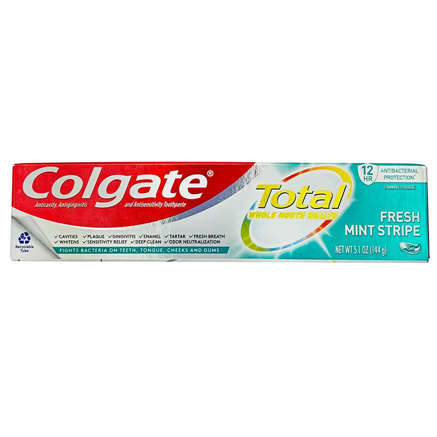 [11216] COLGATE TOOTHPASTE 5.1 OZ TOTAL FRESH MINT STRIPE GEL  (24 Pack)