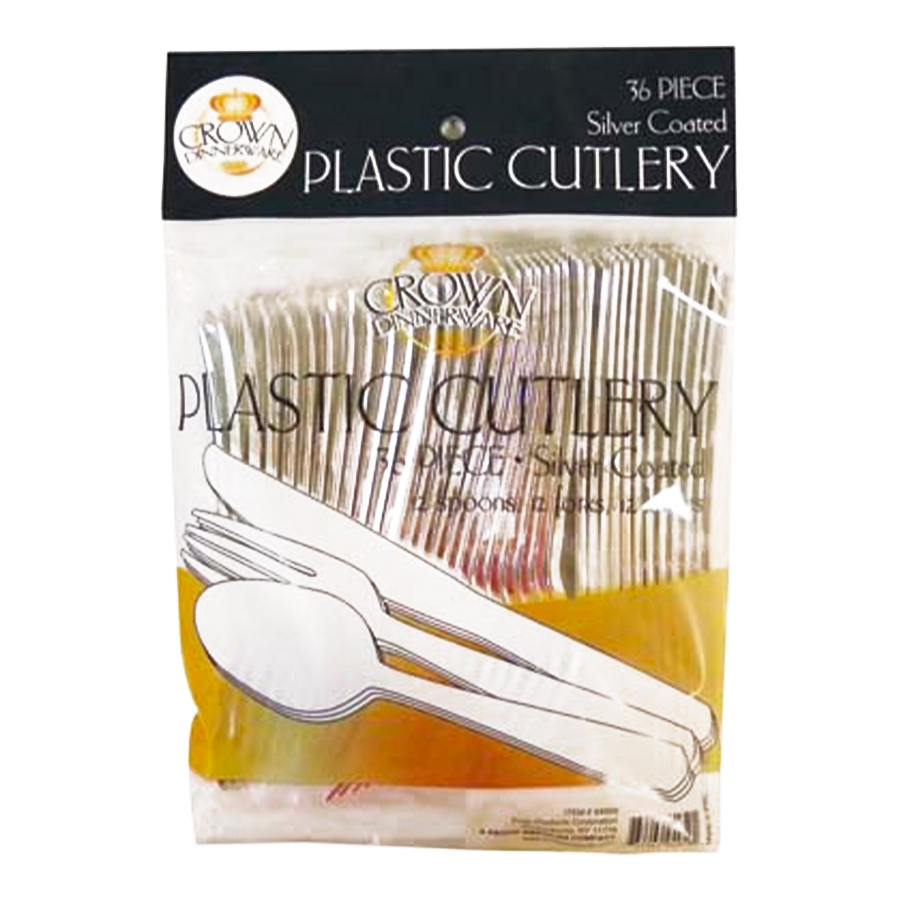 [11320] CROWN CUTLERY COMBO 36 CT SILVER COATED  (24 Pack)