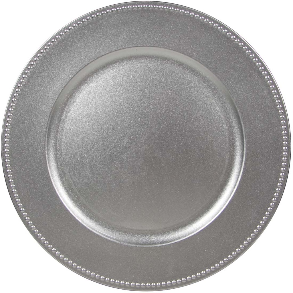 [11338] CROWN DINNERWARE 13 IN CHARGER PLATE SILVER  (24 Pack)