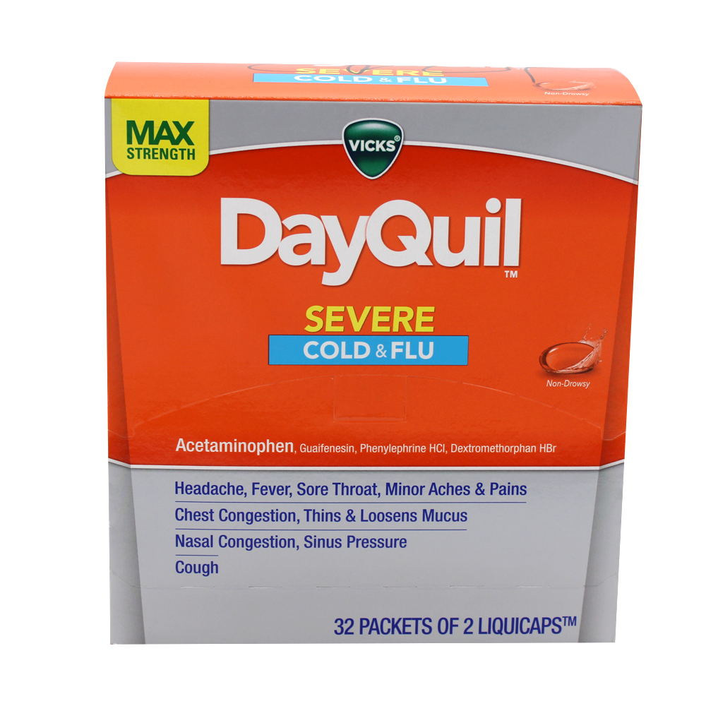 [11395] DAYQUIL COLD & FLU 2 CT CAPLETS SEVERE MULTI SYMPTOM 32ct  (384 Pack)