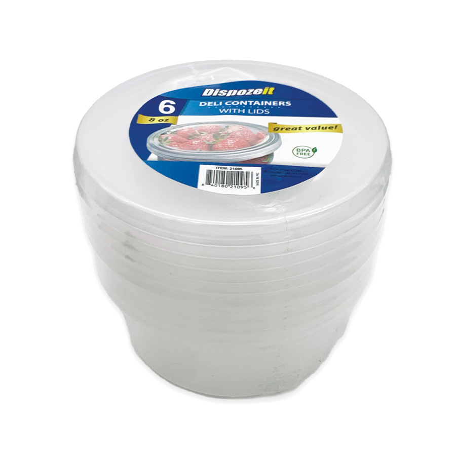 [11460] DISPOZEIT DELI CONTAINER 8 OZ 6 PK ROUND WITH LID  (24 Pack)