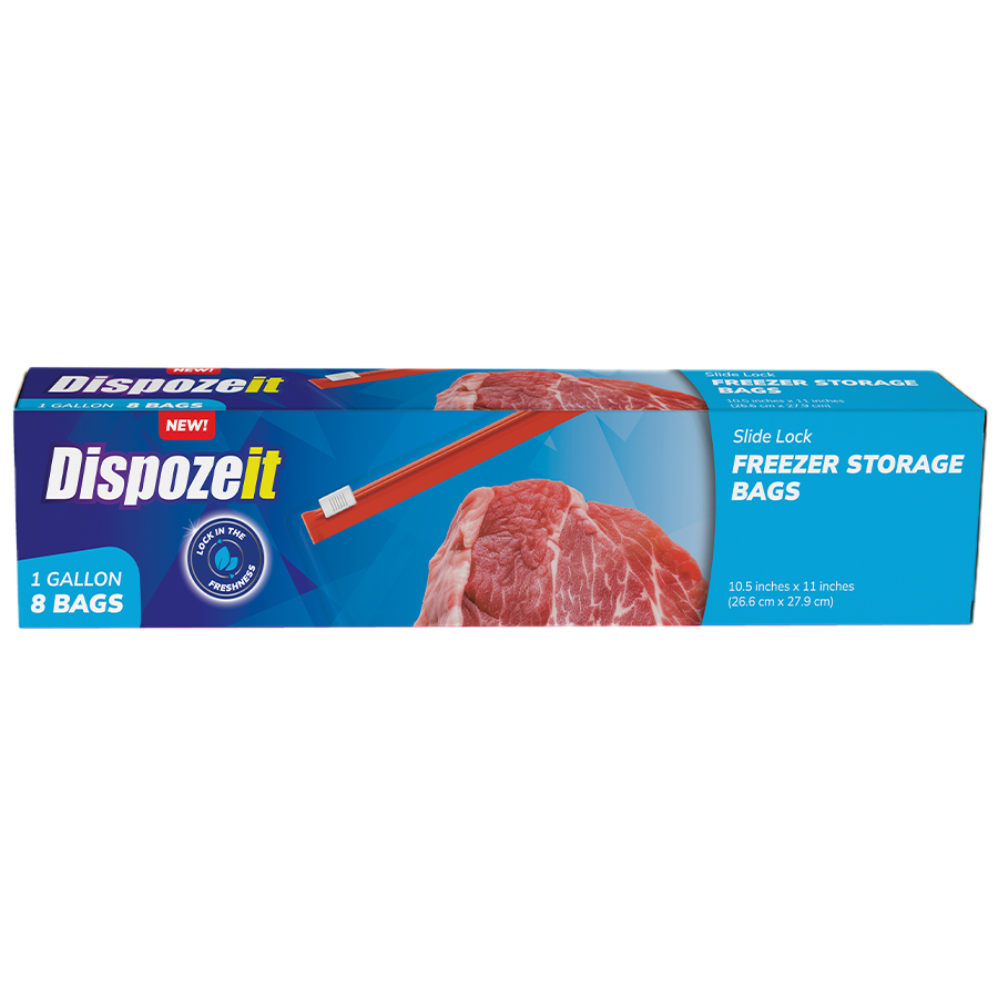[11469] DISPOZEIT DISPOSIABLE FREEZER STORAGE BAG 1 GL 8 CT SLIDER LOCK  (24 Pack)