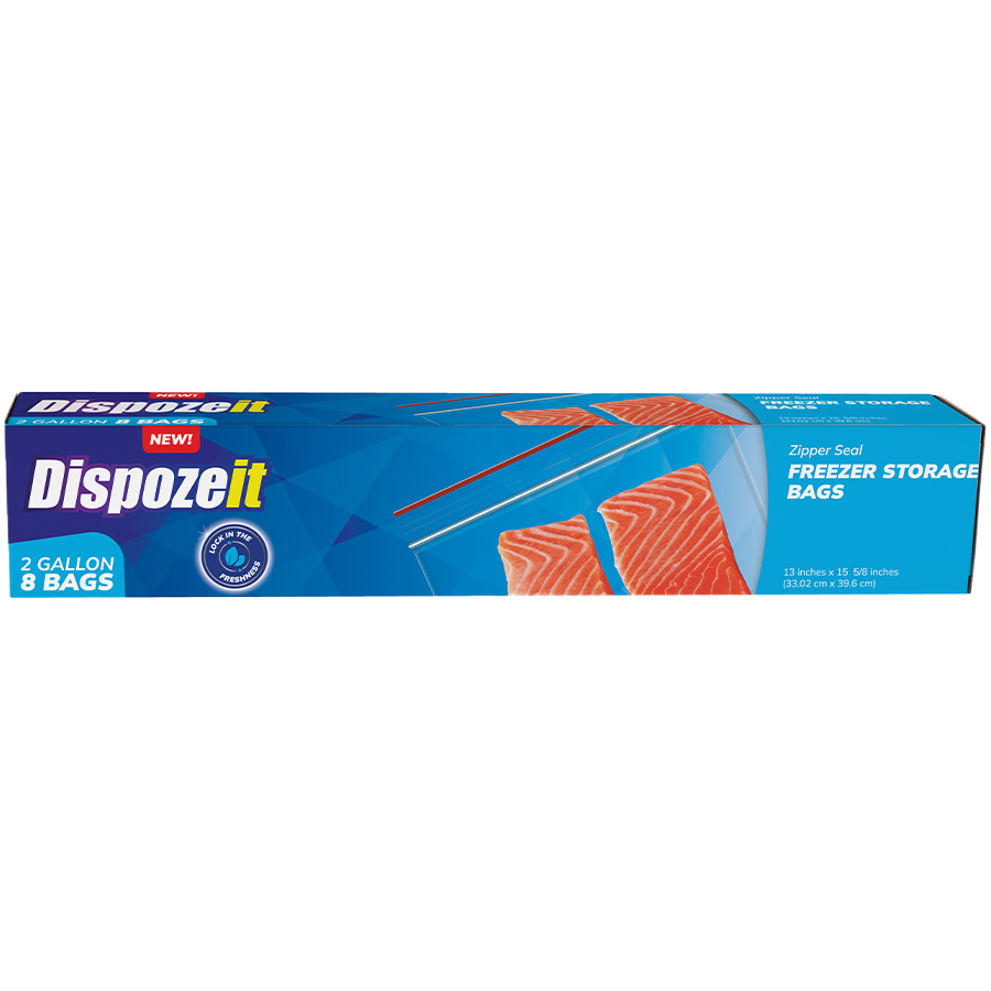 [11471] DISPOZEIT DISPOSIABLE FREEZER STORAGE BAG 2 GL 8 CT ZIPPER SEAL REGULAR  (24 Pack)