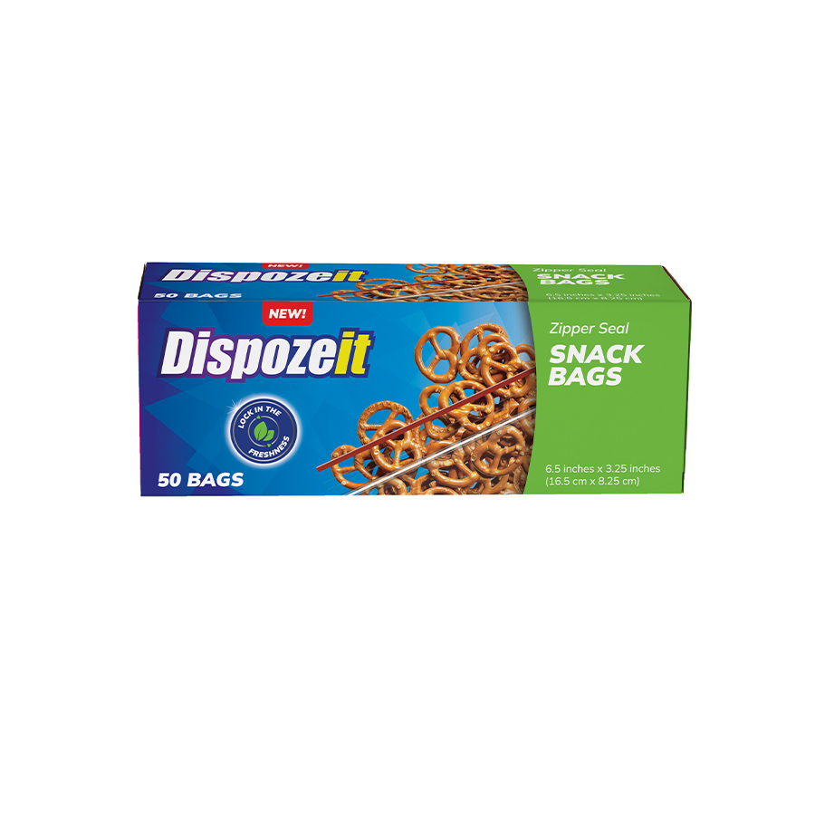 [11476] DISPOZEIT DISPOSIABLE SNACK BAG 50 CT ZIPPER SEAL REGULAR  (24 Pack)