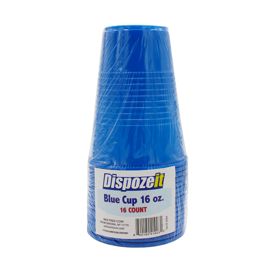 [11500] DISPOZEIT PLASTIC CUP 16 OZ 16 CT BLUE  (36 Pack)