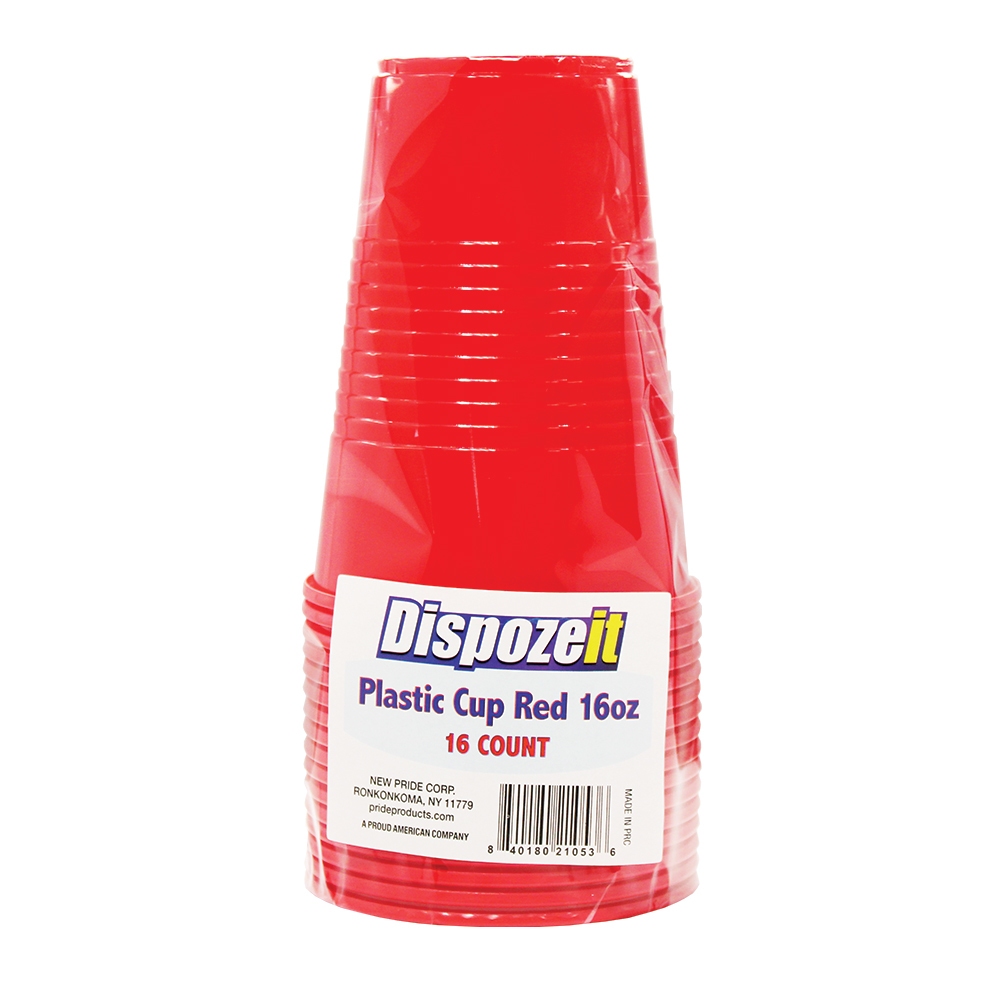 [11503] DISPOZEIT PLASTIC CUP 16 OZ 16 CT RED  (36 Pack)