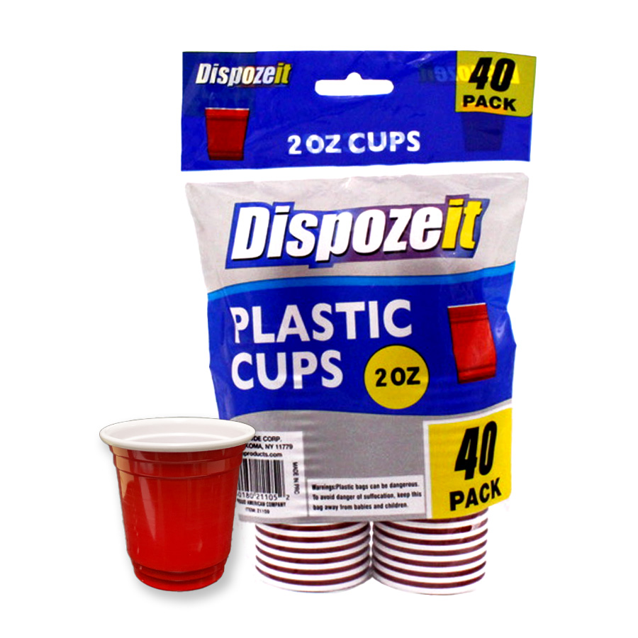 [11506] DISPOZEIT PLASTIC CUP 2 OZ 40 CT 2.5 G REGULA 2 TONE RED & WHITE  (48 Pack)