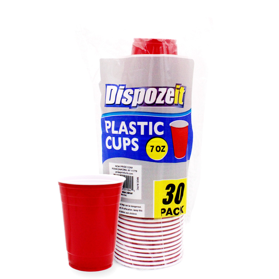[11507] DISPOZEIT PLASTIC CUP 7 OZ 30 CT 4.8 G REGULA 2 TONE RED & WHITE  (48 Pack)