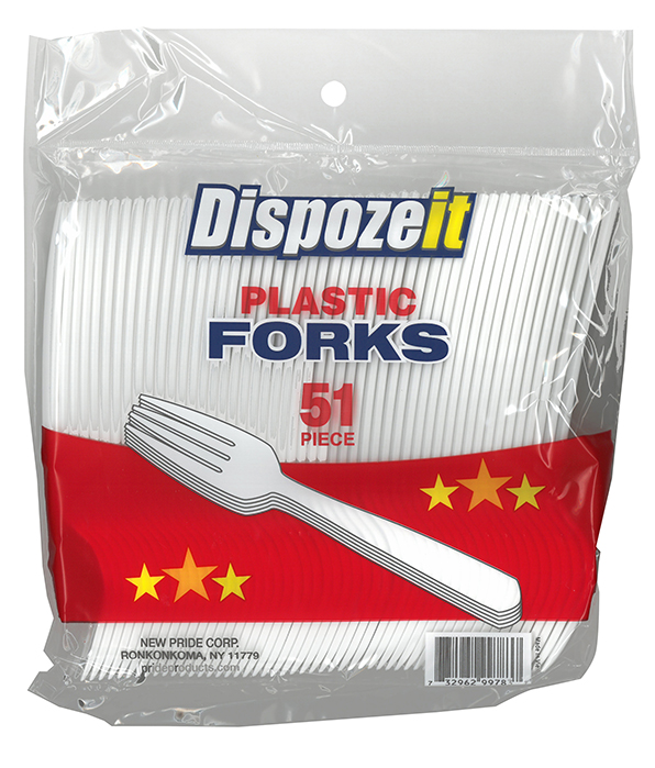 [11520] DISPOZEIT PLASTIC CUTLERY 51 CT FORK  (48 Pack)