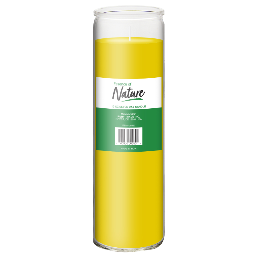 [12106] ESSENCE OF NATURE 10 OZ SEVEN DAY CANDLE YELLOW  (12 Pack)