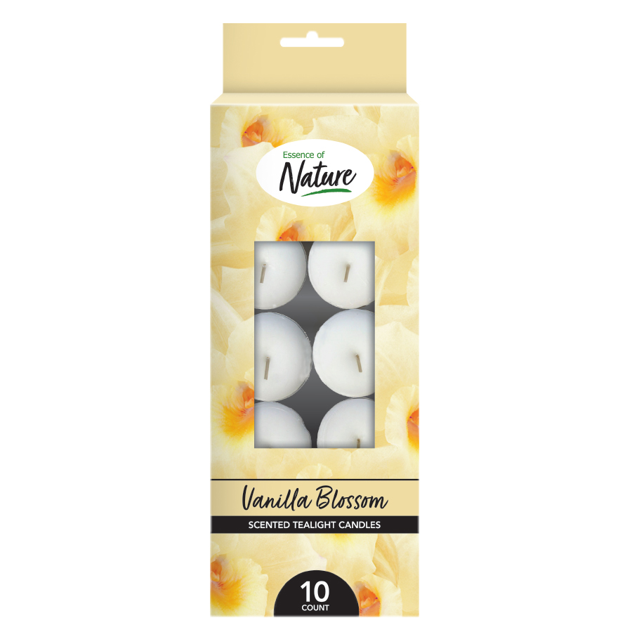 [12107] ESSENCE OF NATURE 10 PK SCENTED CANDLE TEALIGHT CANDLE VANILLA  (48 Pack)