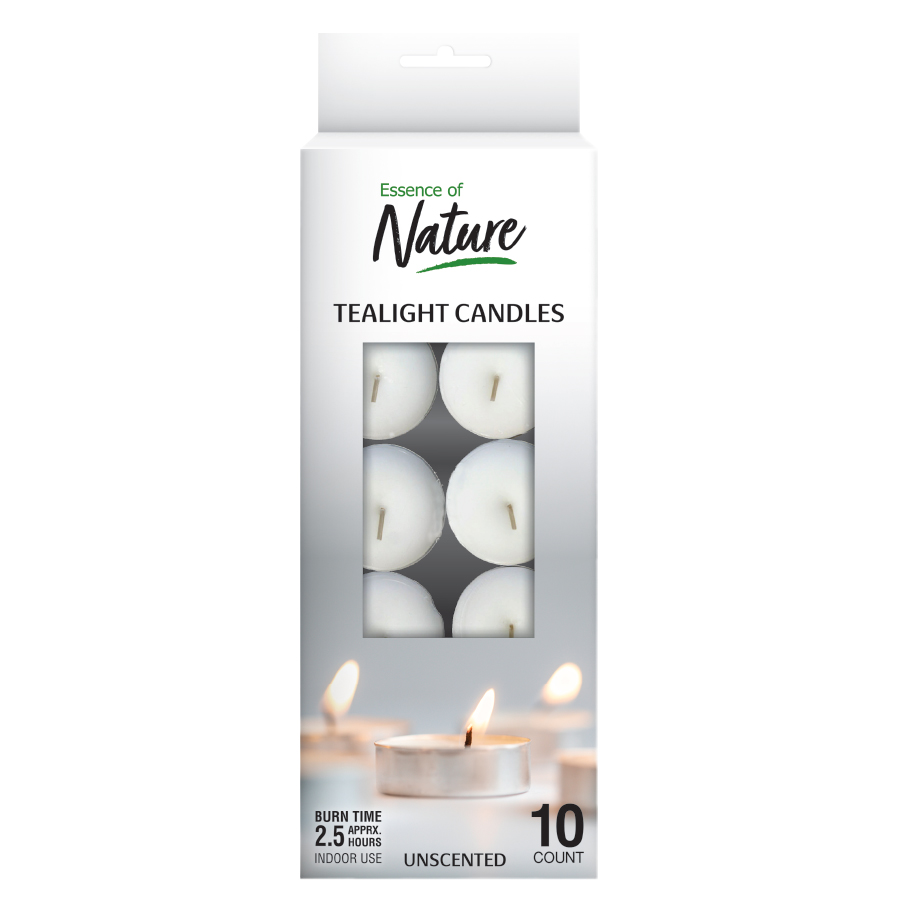 [12108] ESSENCE OF NATURE 10 PK TEALIGHT CANDLE UNSCENTED  (48 Pack)