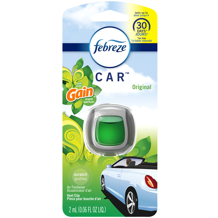 [12254] FEBREZE CAR AIR FRESHENER 0.06 OZ VENT CLIP GAIN ORIGINAL  (8 Pack)