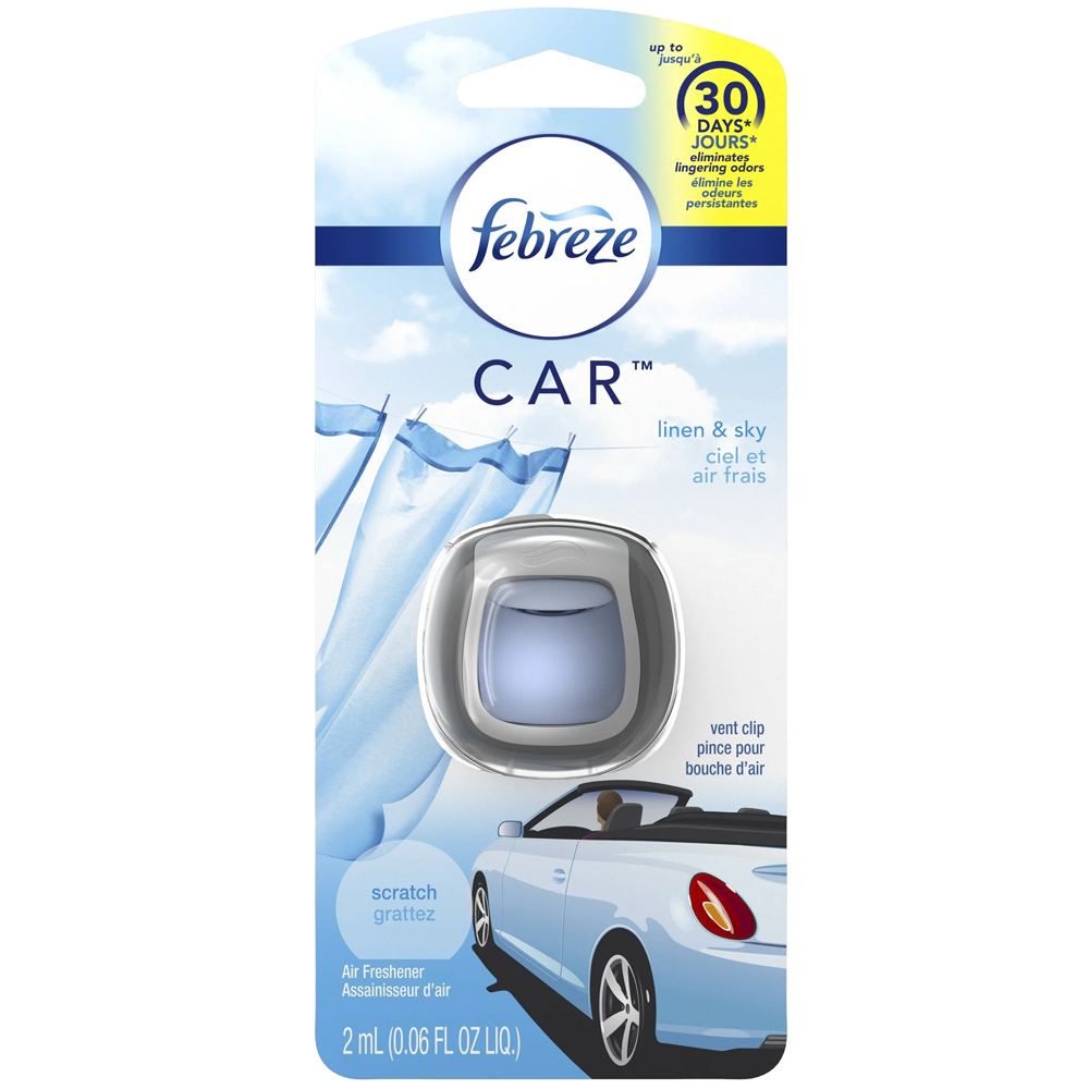 [12258] FEBREZE CAR AIR FRESHENER 0.06 OZ VENT CLIP LINEN & SKY  (8 Pack)