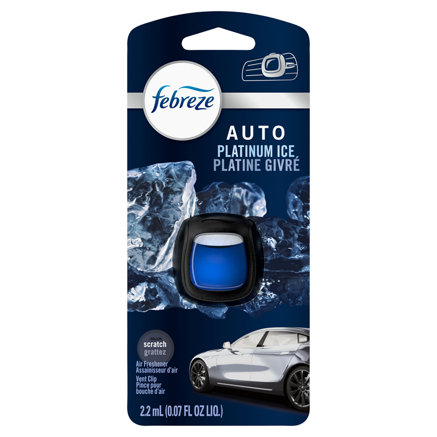 [12265] FEBREZE CAR AIR FRESHENER 0.07 OZ VENT CLIP PLATINUM ICE  (8 Pack)