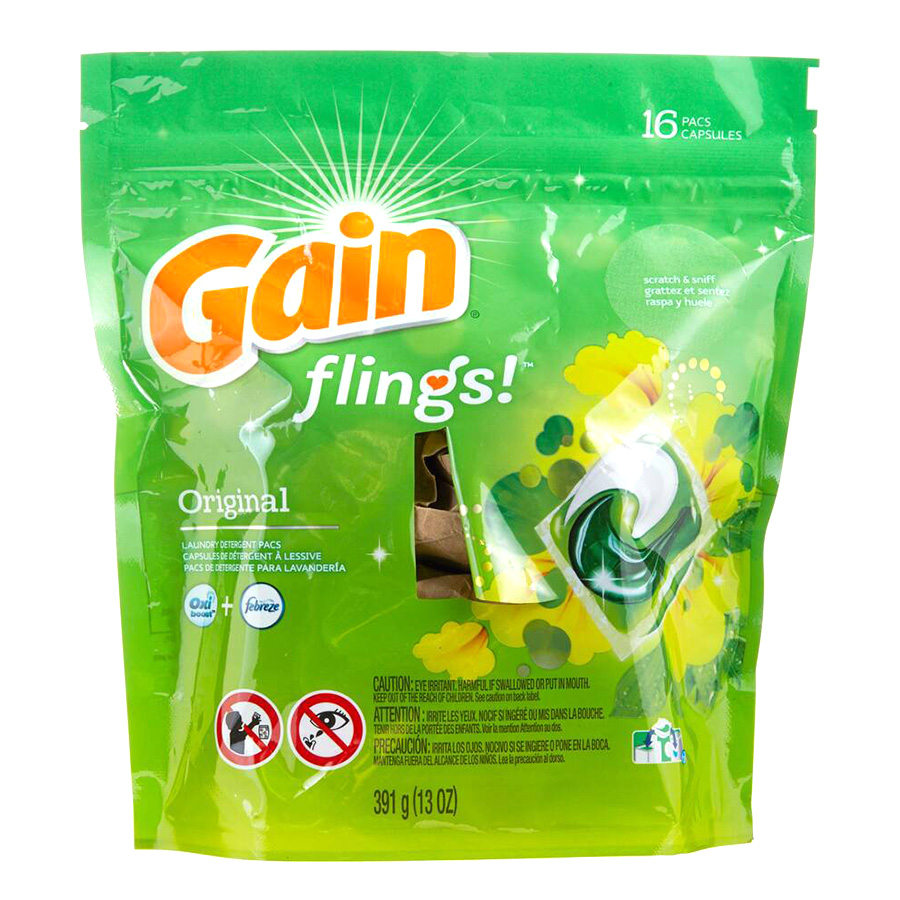[12321] GAIN DETERGENT PODS (FLINGS) 16 CT ORIGINAL  (6 Pack)