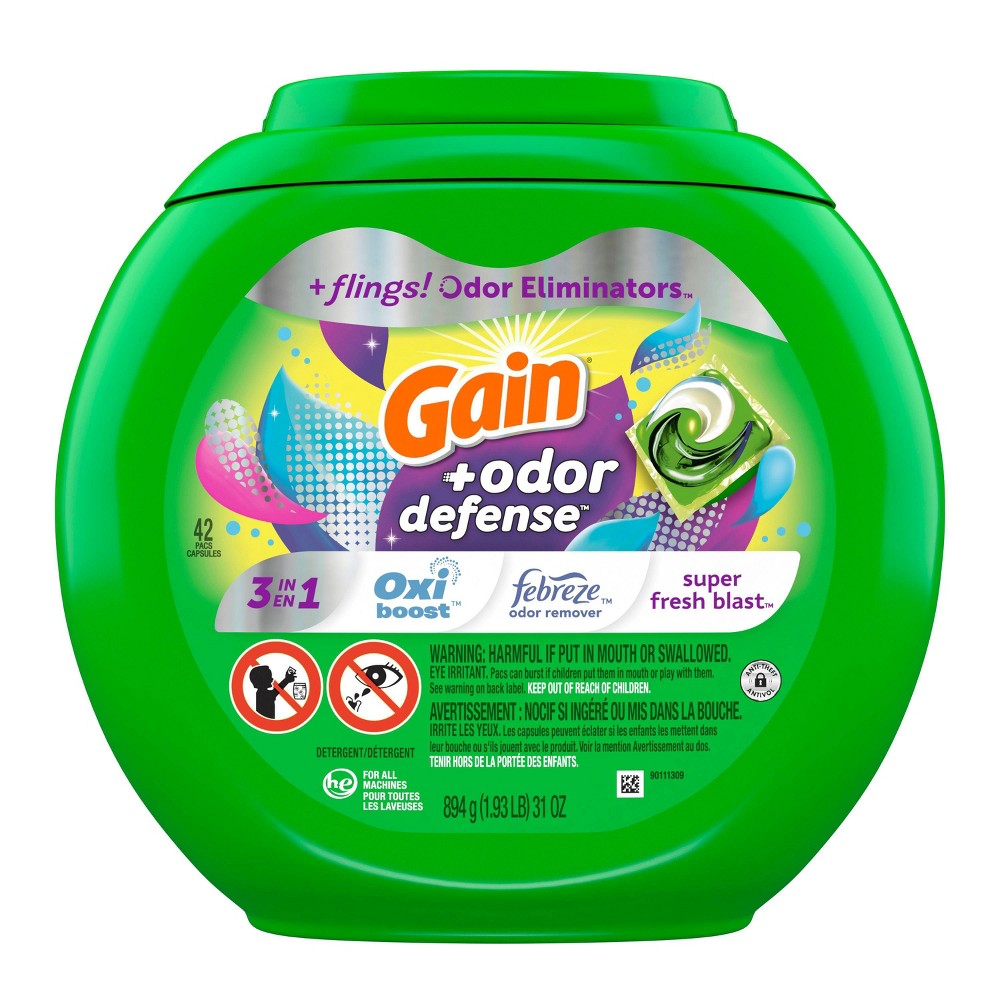 [12322] GAIN DETERGENT PODS (FLINGS) 42 SUPER FRESH BLAST  ( Pack)