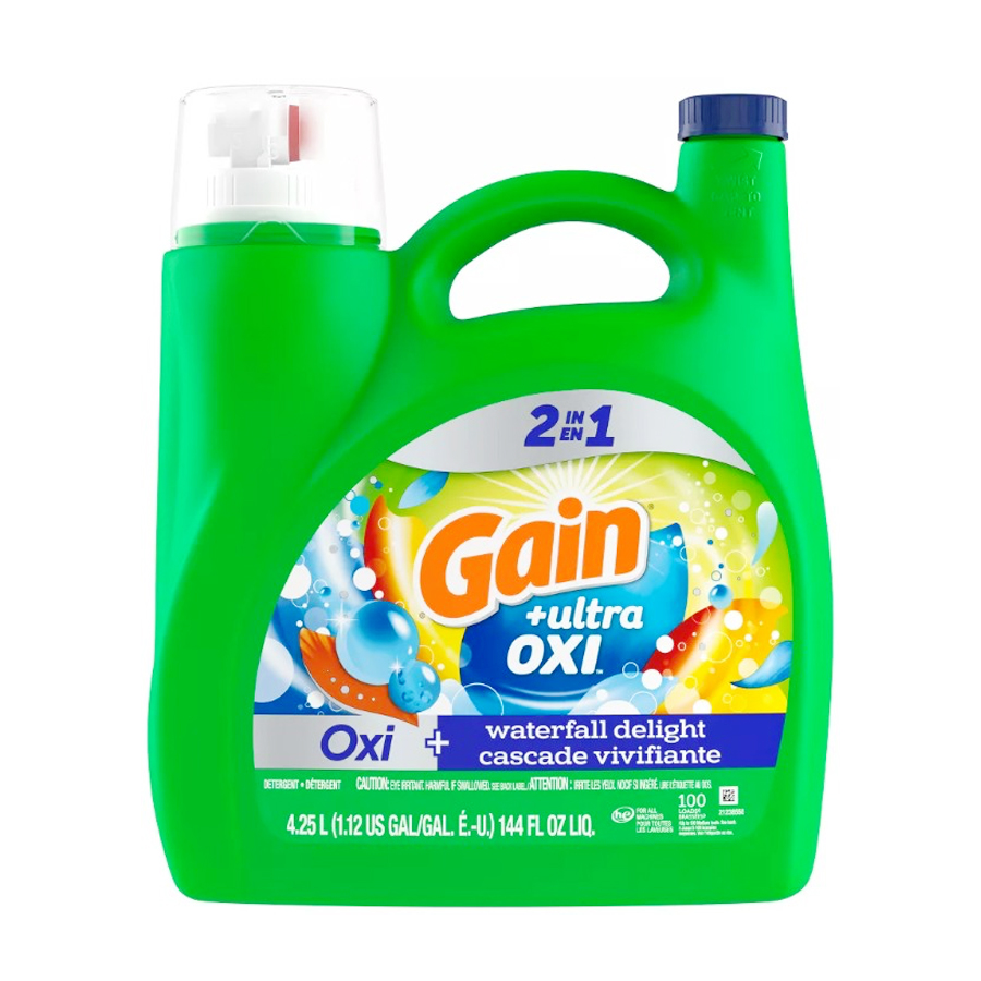 [12335] GAIN LIQUID DETERGENT 144 OZ / 4.26 L WATERFALL DELIGHT  (4 Pack)