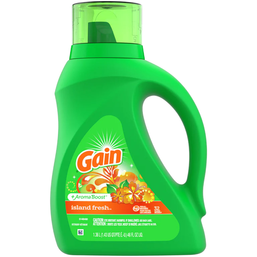 [12342] GAIN LIQUID DETERGENT 46 OZ / 1.36 L ISLAND FRESH  (6 Pack)