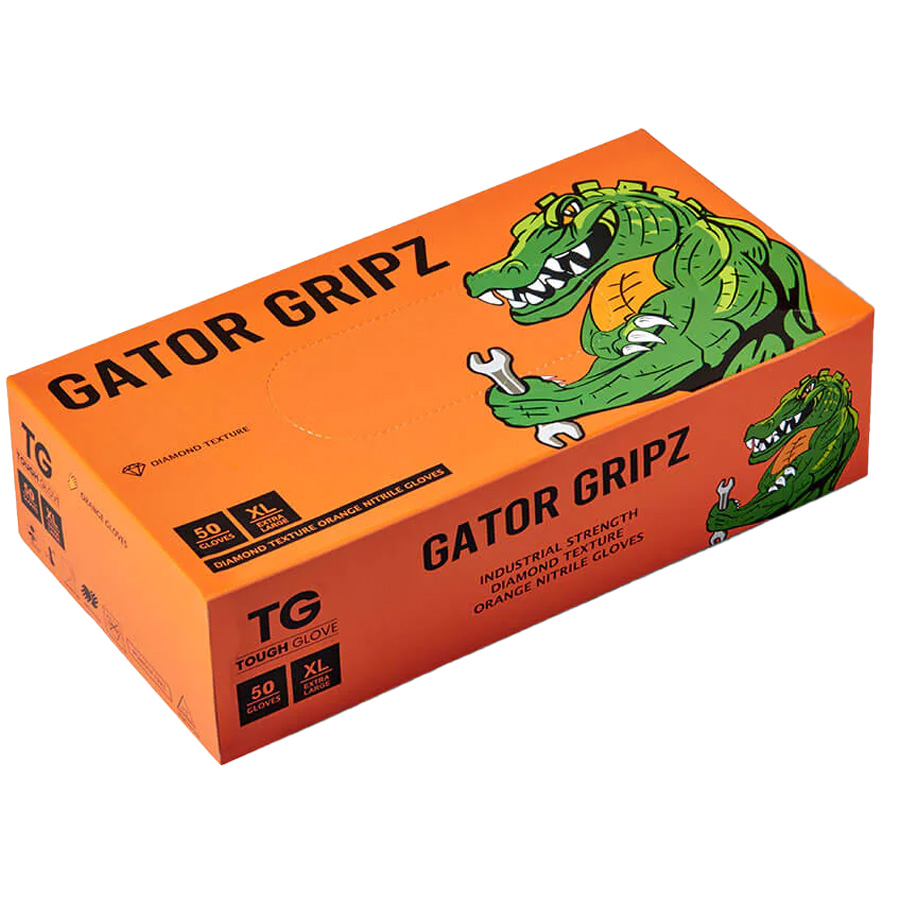 [12370] GATOR GRIPZ GLOVES 50 CT EXTRA LARGE ORANGE  (10 Pack)