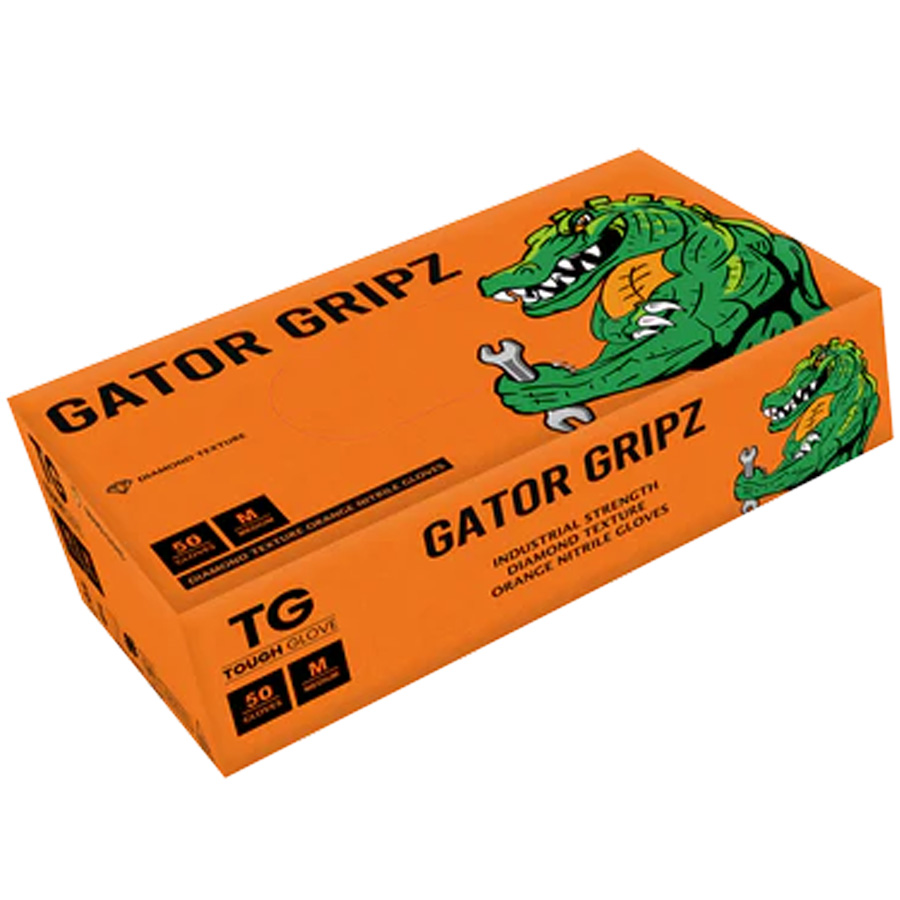 [12372] GATOR GRIPZ GLOVES 50 CT MEDIUM ORANGE  (10 Pack)