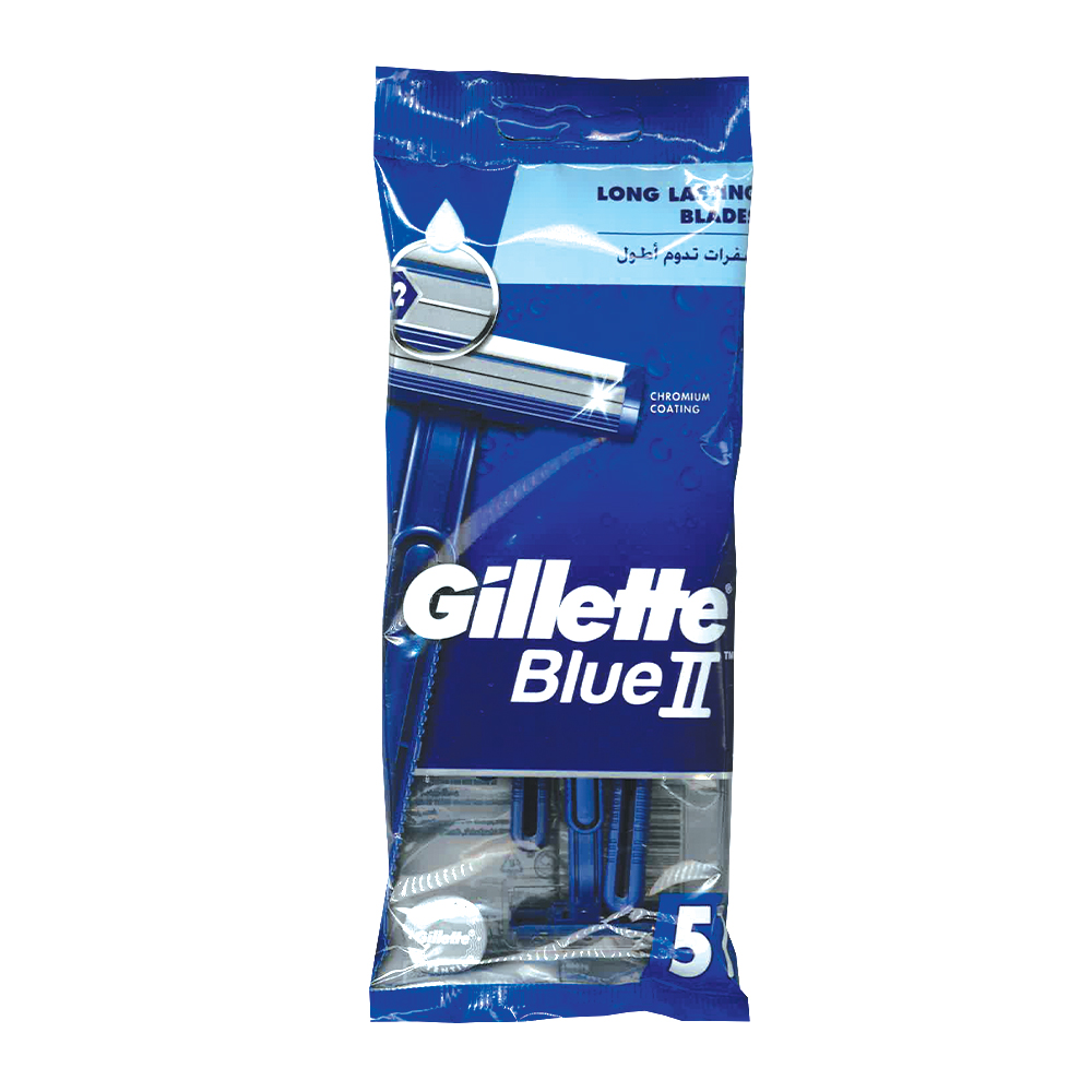 [12391] GILLETTE BLUE II CHROMIUM 5 CT RAZOR  (24 Pack)