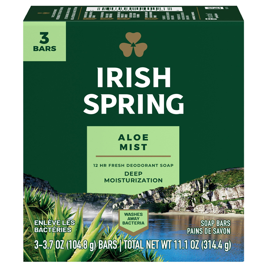 [12828] IRISH SPRING BAR SOAP 3.7 OZ 3 PK ALOE VERA  (18 Pack)