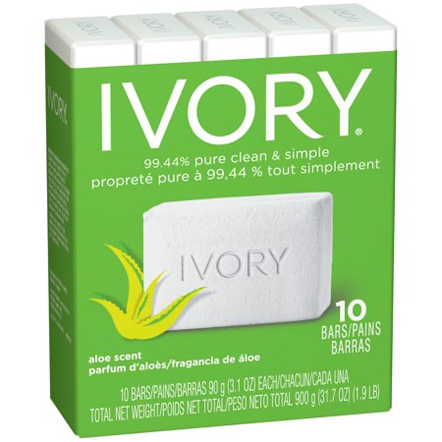 [12844] IVORY BAR SOAP 3.17 OZ / 90 G 10 PK ALOE  (12 Pack)