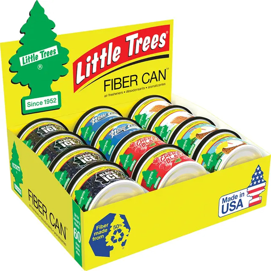 [13124] LITTLE TREES CAR FRESHENER 1 CT FIBER CAN ASSORTED SCENTS  (24 Pack)