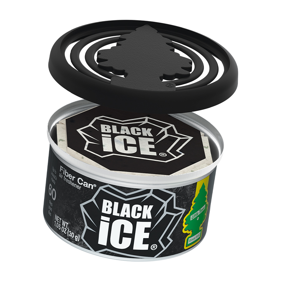 [13125] LITTLE TREES CAR FRESHENER 1 CT FIBER CAN BLACK ICE  (24 Pack)
