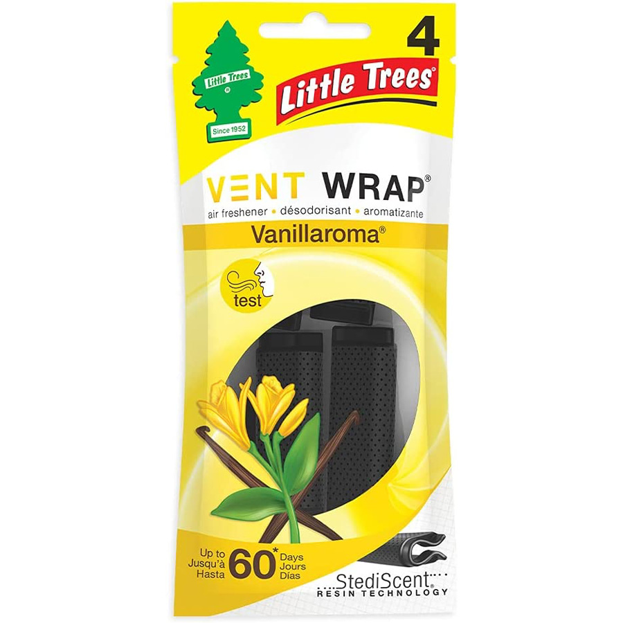 [13197] LITTLE TREES CAR FRESHENER 4 CT VENT WRAP VANILLAROMA  (24 Pack)