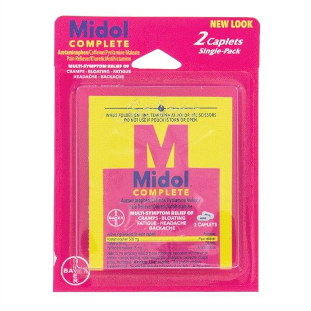 MIDOL PAIN RELIEF CAPLETS 2 CT BLISTER  (144 Pack)