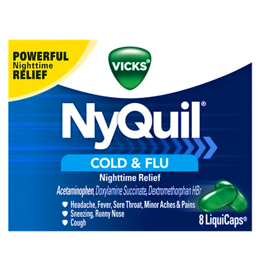 NYQUIL COLD & FLU 8 CT CAPLETS  (24 Pack)