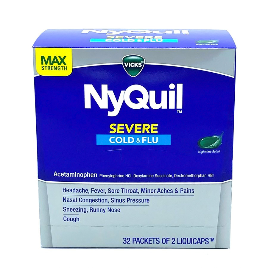 [13707] NYQUIL COLD & FLU LIQUID CAP 2 CT SEVERE MULTI SYMPTOM 32pk  (384 Pack)