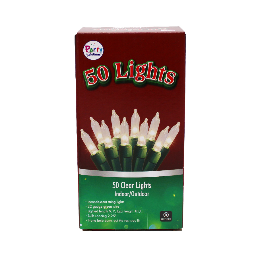 PARTY SOLUTIONS CHRISTMAS LIGHT 10 FT 50 CT GREEN  (24 Pack)
