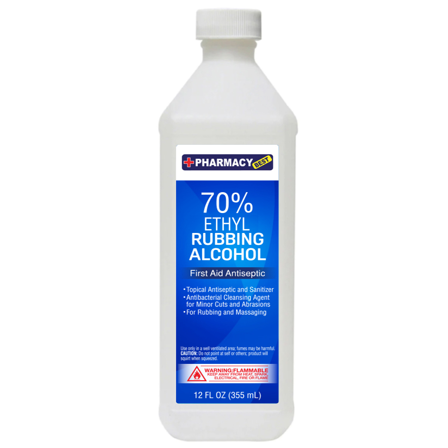 PHARMACY BEST RUBBING ALCOHOL 12 OZ 70% REGULAR  (24 Pack)