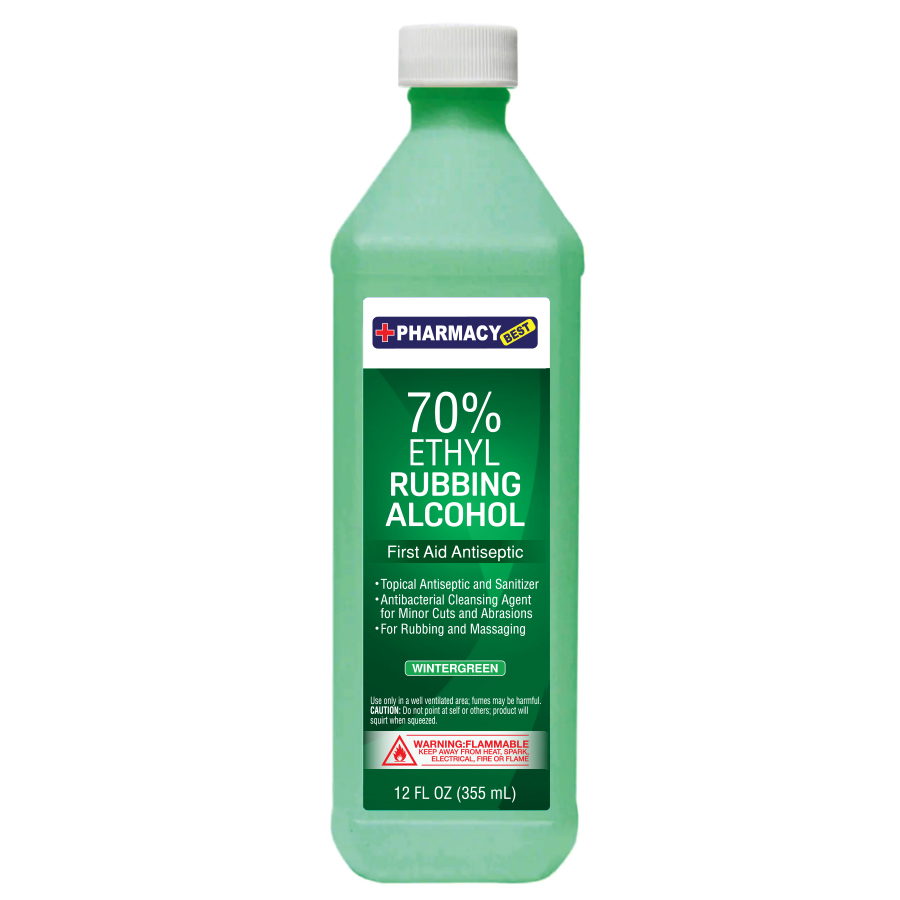PHARMACY BEST RUBBING ALCOHOL 12 OZ 70% WINTERGREEN  (24 Pack)