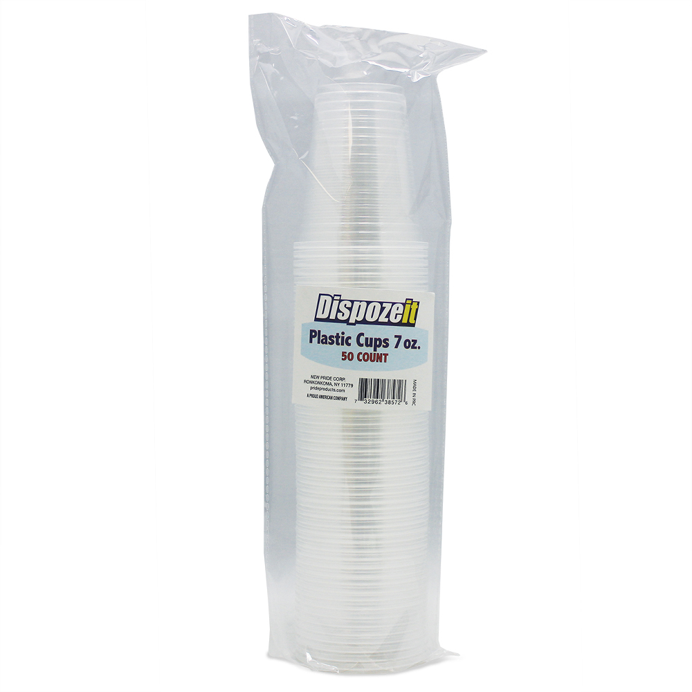 [14136] PLASTIC CUP 7 OZ 50 CT CLEAR  (48 Pack)