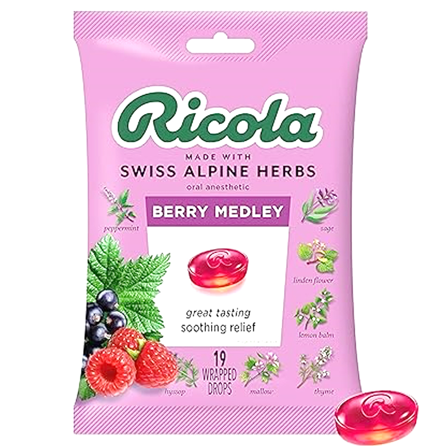 RICOLA COUGH DROPS 19 CT BAG BERRY MEDLEY HERBBED  (48 Pack)