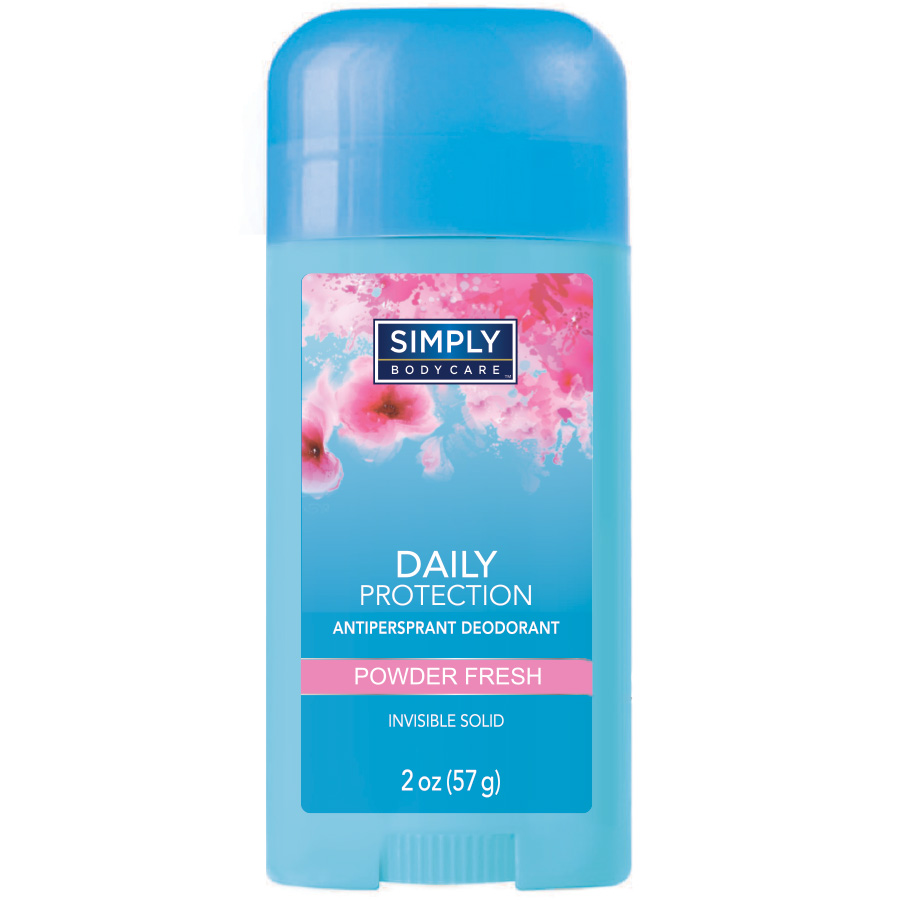 [14598] SIMPLY BODYCARE ANTIPERSPIRANT DEODORANT 2 OZ INVISIBLE SOLID POWDER FRESH  (24 Pack)