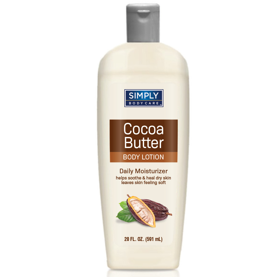 [14600] SIMPLY BODYCARE BODY LOTION 20 OZ COCOA BUTTER  (12 Pack)