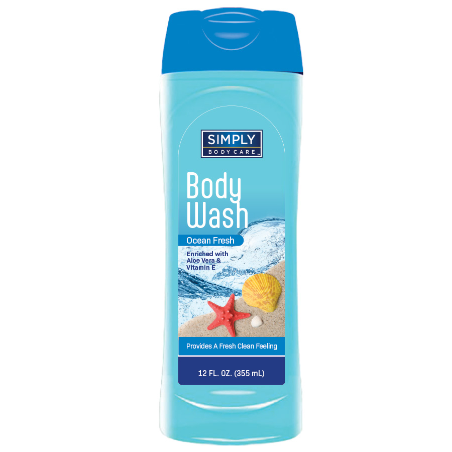 [14608] SIMPLY BODYCARE BODY WASH 12 OZ OCEAN FRESH  (12 Pack)