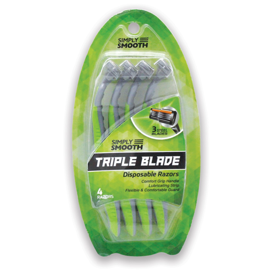[14685] SIMPLY SMOOTH RAZORS FOR MEN 4 PK TRIPLE BLADE  (24 Pack)