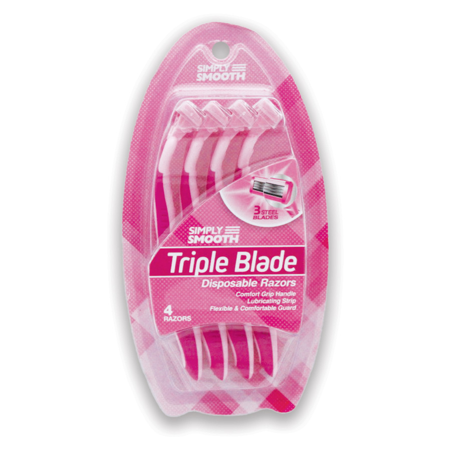 [14689] SIMPLY SMOOTH RAZORS FOR WOMEN 4 PK TRIPLE BLADE  (24 Pack)
